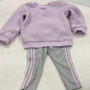 Adidas 24 Month Lavender and Gray Kids Bottoms Set